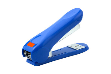 Blue stapler isolated on white background.