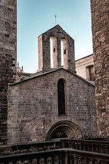 Historical architecture in Barcelona cityscape photo. Beautiful urban scenery photography.
