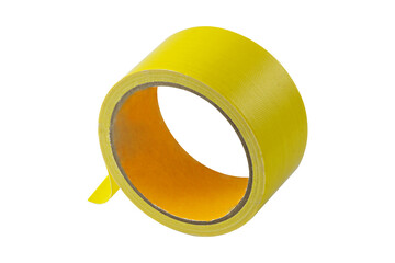 Yellow tape roll isolated on white background.