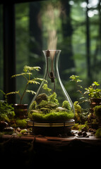 Glass humidifier in the forest