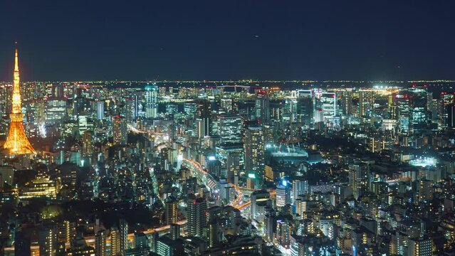 東京　夜景　タイムラプス