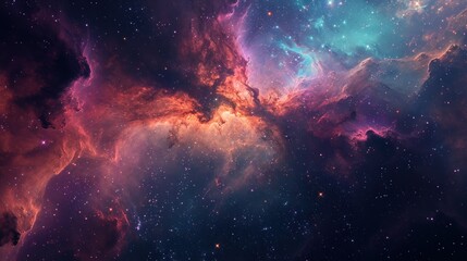 Colorful galaxy nebula cloud in space, stary night cosmos. - obrazy, fototapety, plakaty