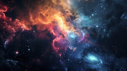 Colorful space galaxy cloud nebula background.