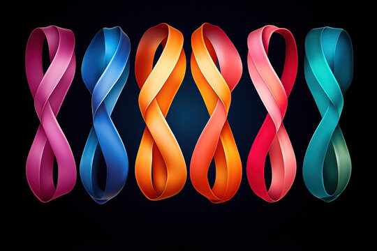 Different Colored Ribbons Representing Various Types Of Cancer