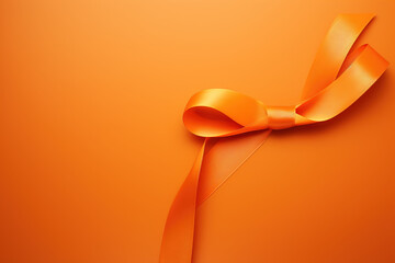  orange ribbon  to promote leukemia awareness. - obrazy, fototapety, plakaty