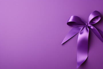 purple ribbon  symbolizes support and awareness for many types of cancer, including pancreatic cancer, testicular cancer, and others. - obrazy, fototapety, plakaty