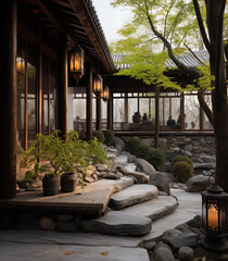 traditional Chinese house in the garden