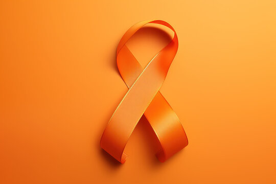  orange ribbon  to promote leukemia awareness.