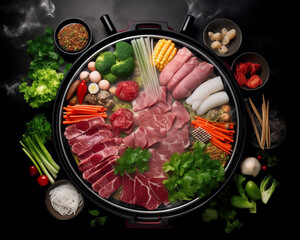 raw meat with vegetables