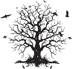 halloween concept tree vector on white  background ai generated