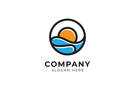 Ocean Sea Wave logo design template vector