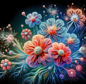 surreal image of synaptic flowers