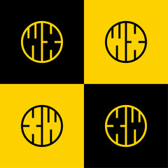 Simple WX and XW Letter Circle Logo Set, suitable for business with WX or XW initials