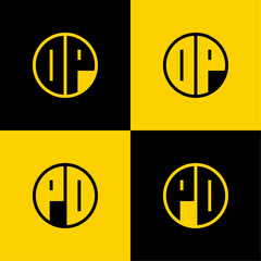 Simple DP and PD Letter Circle Logo Set, suitable for business with DP or PD initials