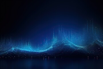 Futuristic technology wave background with glowing lines and dots. Vector illustration, AI Generated