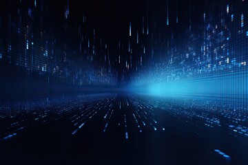 abstract futuristic technology background with blue light and lines. 3d rendering, AI Generated
