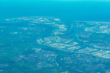 Fotobehang Aerial view of Port of Rotterdam and surroundings © Pim