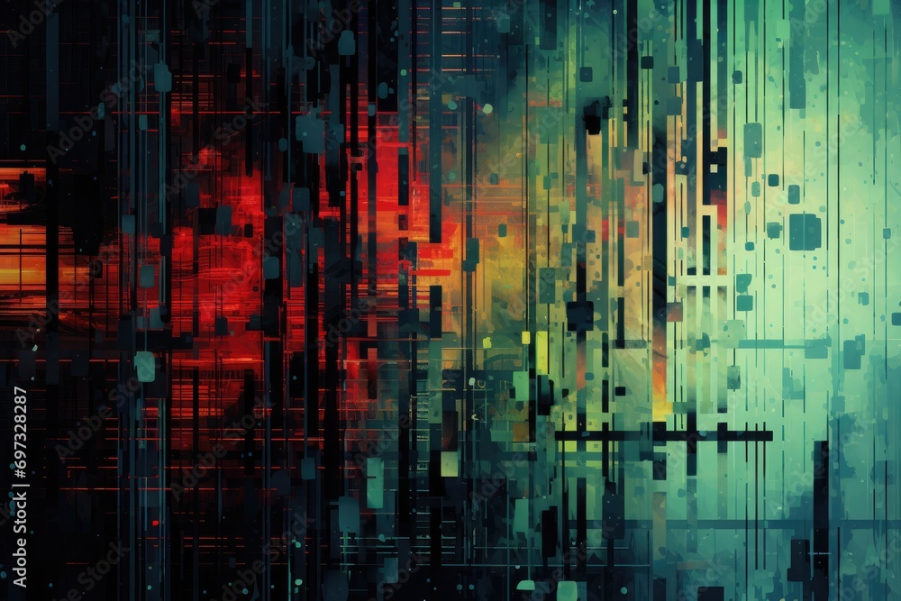 Poster abstract colorful background with some smooth lines in it and some grunge effects, ai generated
