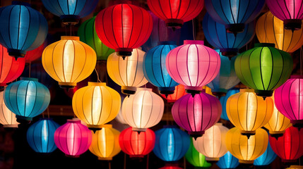 Colorful Chinese Lanterns, Chinese New Year Festival.