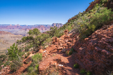 hiking the grandview trail in the grand canyon national park, arizona, usa