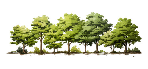 Set of trees, water color effect in trees, vector, Generative AI