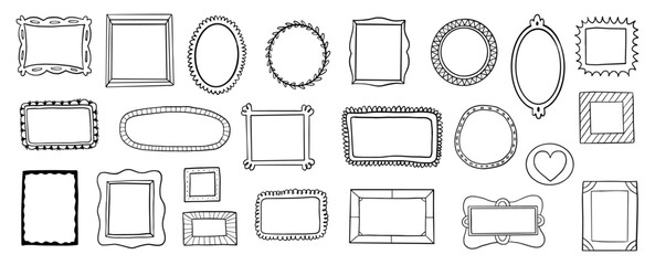 Hand drawn picture frames, doodle vector set
 - obrazy, fototapety, plakaty