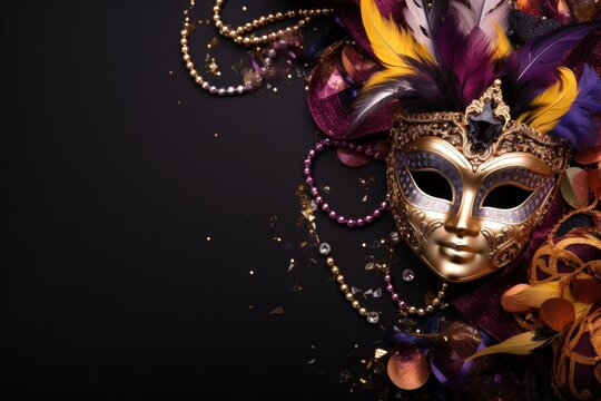 Banner with carnival mask, mardi gras mask background