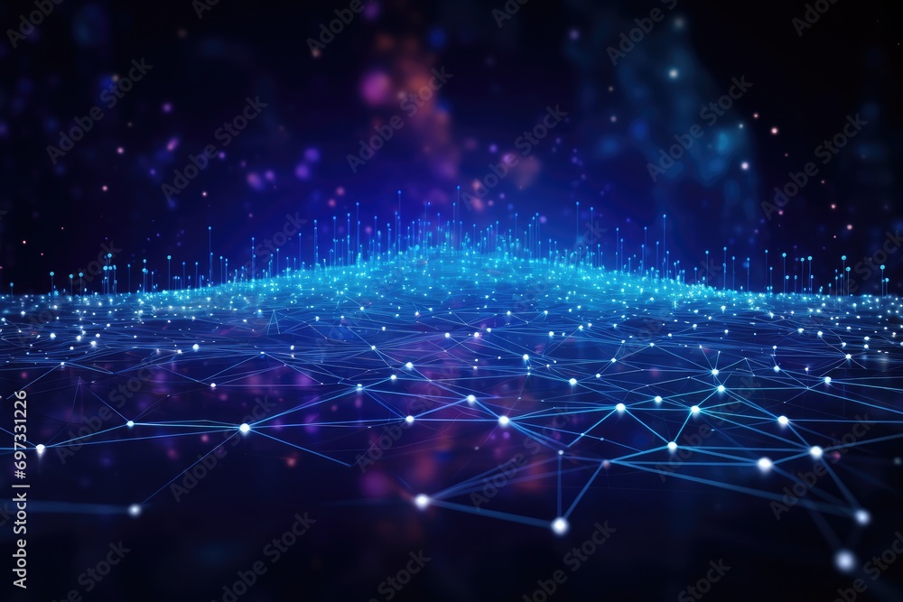 Poster abstract digital background. network connection structure. big data visualization. 3d rendering, cyb