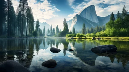 Foto op Plexiglas A stunning photo of a peaceful lake in yosemite national park in california © Akbar