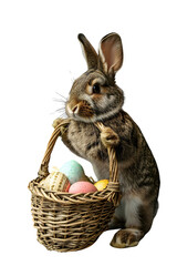 Fototapeta na wymiar Easter Bunny with Egg Basket, isolated