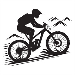 Country Sunset Ride: Bicyclist Silhouette in Rural Landscape, Cycling Adventure - Cycle Silhouette
