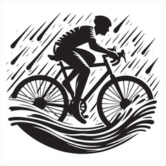 Leisurely Coastal Bike Ride: Bicyclist Silhouette Along Seaside, Relaxing Cycling Scene - Cycle Silhouette
