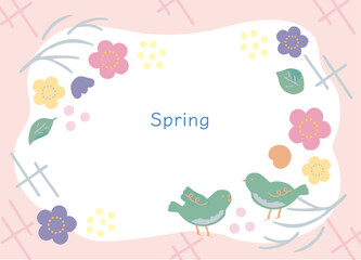 梅の花とうぐいすの春のフレーム素材