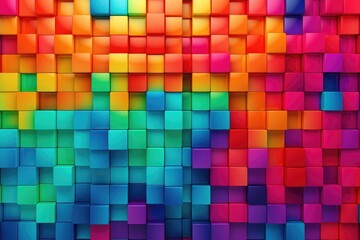 Abstract colorful cubes background. 3d rendering, 3d illustration, Colorful square pattern as a panorama background, AI Generated