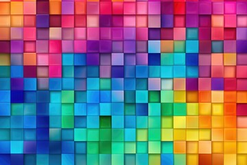abstract colorful background with square tiles in rainbow colors - vector illustration, Colorful square pattern as a panorama background, AI Generated