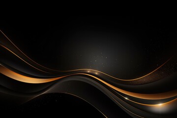 Abstract black background with golden waves. Vector illustration. Eps 10, Create a luxurious black line background, AI Generated