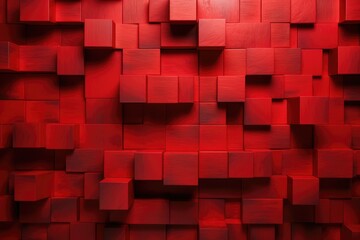 Abstract background of red cubes. 3d rendering, 3d illustration, Display a 3D wall background with red tiles wallpaper, AI Generated - Powered by Adobe