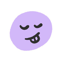 舌を出して笑っている表情の手書きの絵文字 - シンプルないたずらっぽい顔のデザイン素材
