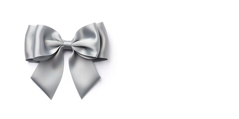 silver bow tie isolated on white background. generative AI
