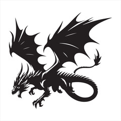 Starlit Wonder: Dragon Silhouette Creating Shadows in the Midnight Sky - Silhouette of Flying Dragon
