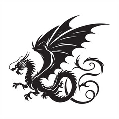 Ethereal Presence: Flying Dragon Silhouette in the Veil of the Night - Silhouette of Flying Dragon
