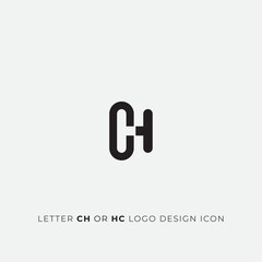CH or HC letter initials logo design icon minimal and simple