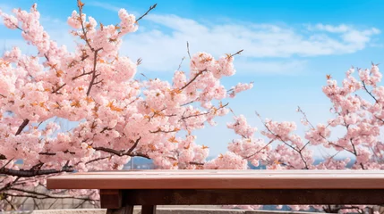 Fotobehang 桜とテーブル © Ukiuki-tsuguri
