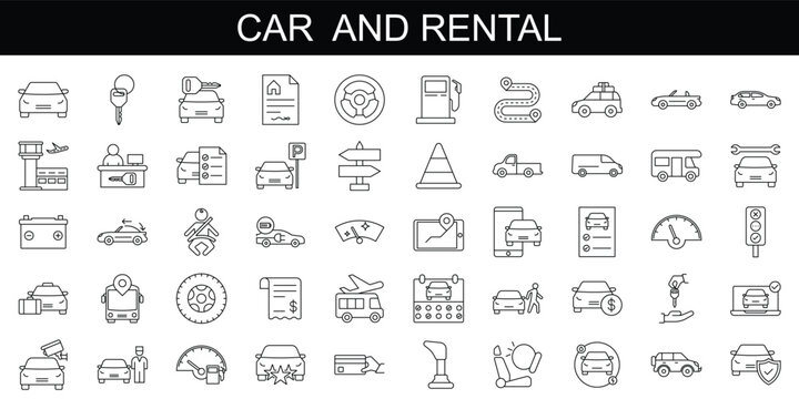 Car and rent simple minimal thin line icon