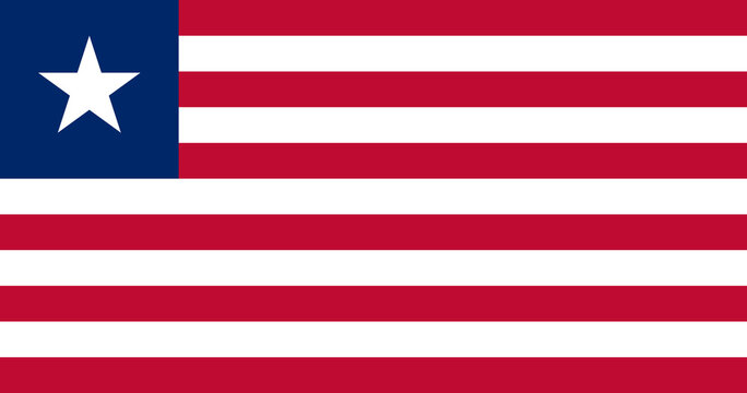 The official current flag of Republic of Liberia. State flag of Liberia. Illustration.