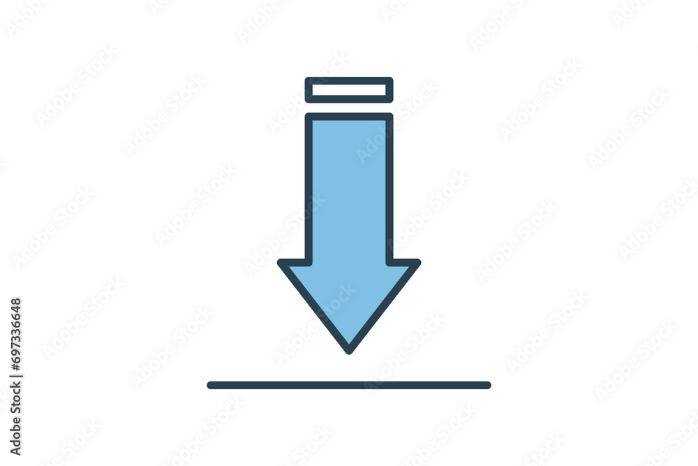 Poster download arrow icon. icon related to basic web and ui. suitable for web site, app, user interfaces, 