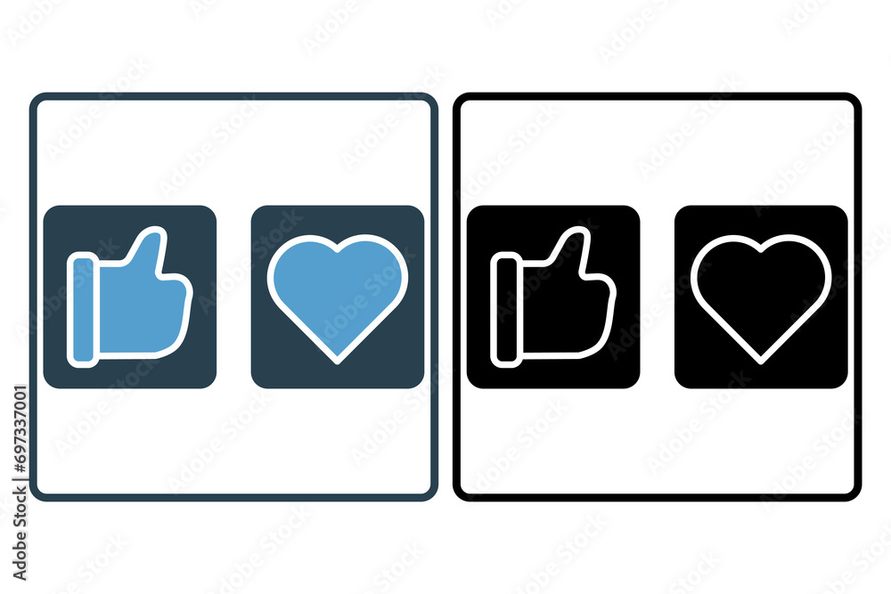Poster heart and like icon. icon related to basic web and ui. suitable for web site, app, user interfaces, 