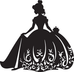 Princess line art silhouette Illustration Vector