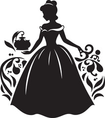 Princess line art silhouette Illustration Vector