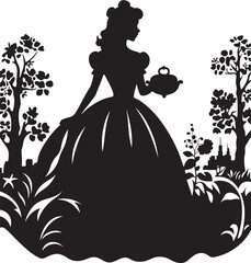 Princess line art silhouette Illustration Vector © Alivio Arts